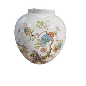 Masons Ironstone Floral bird bone green transfer ware 6" Vase SKU 9149